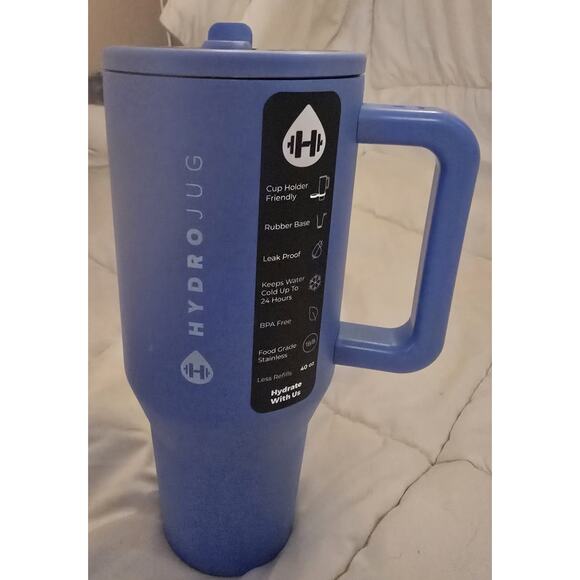 HydroJug Traveler 40oz Water Bottle-flip top straw Light Blue NEW - Picture 1 of 2
